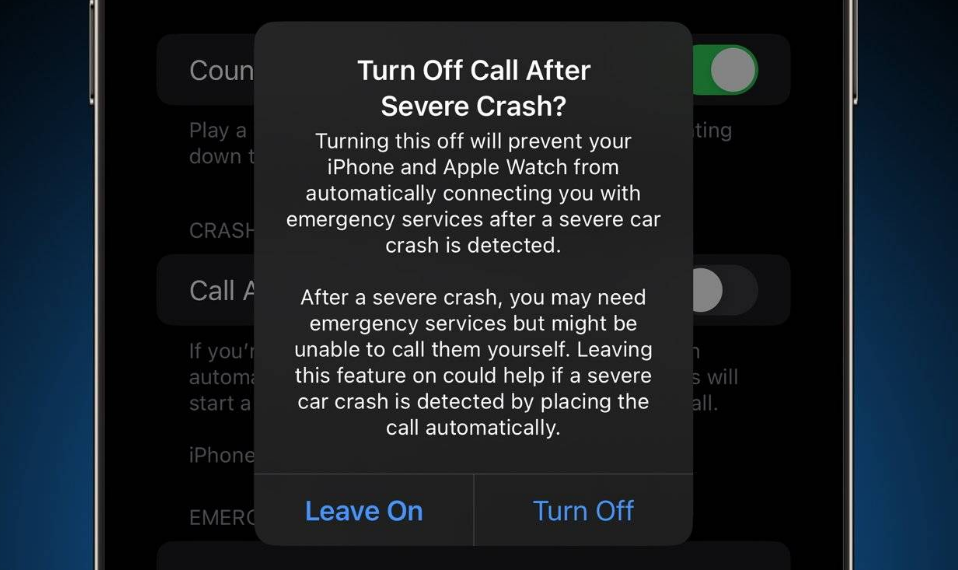 东营苹果14维修分享 iPhone 14 和 Apple Watch 上关闭崩溃检测 